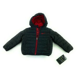 Nike Toddler Boy's JDI Black Fleece Lined Puffer Jacket 76G083-023 Sz 2T-4T